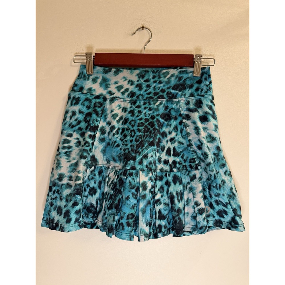 Dona Jo Wildblue Leopard Tennis Skirt Skort Size 1 XS Made in Brazil